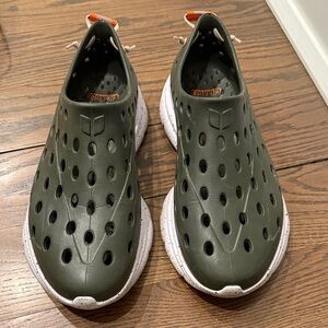 Men’s Kanes Olive Green Slip-On Shoes with White speckled  Soles